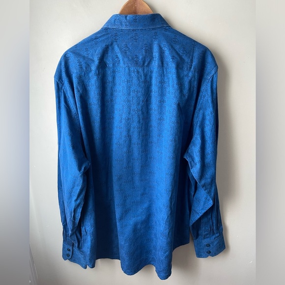 Robert Graham Long Sleeve Button Up blue flip cuff Paisley Shirt Size 2XL - Picture 2 of 14